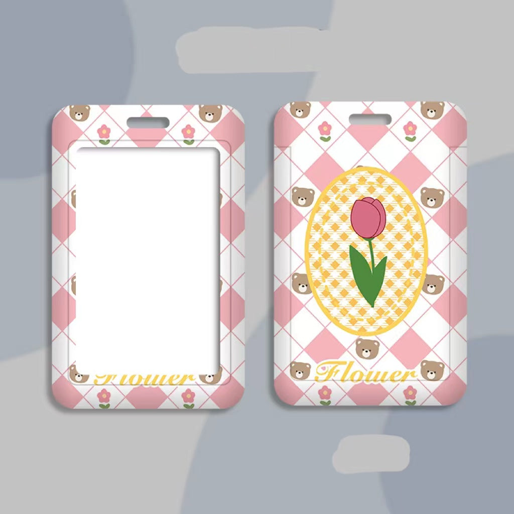 Kawaii ID Card Holder — Illustrated Badge Sleeve, Lanyard or Keychain