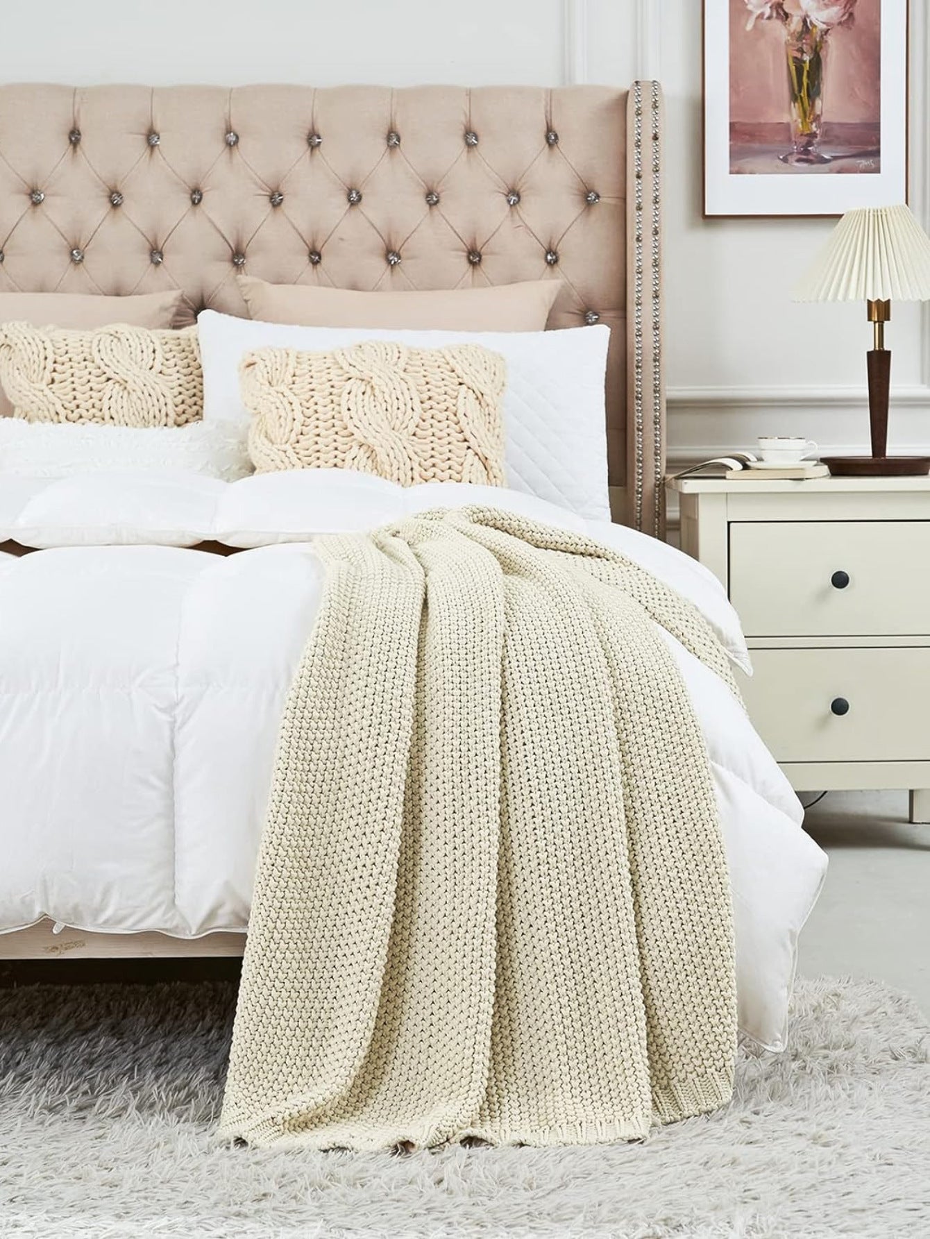 Acrylic Knitted Blanket | Geometric Pattern, 130X160CM