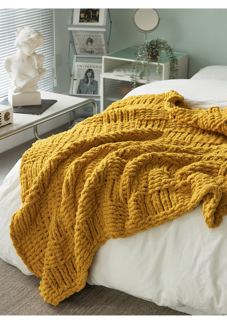 Cozy Knitted Blanket | Solid Color, Nordic Style
