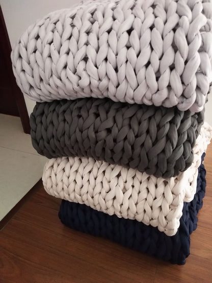 Polyester Weighted Blanket | Hand-woven, Dark Blue, 100cm