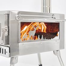Wood Burning Stove | Portable with Chimney Pipe for Camping