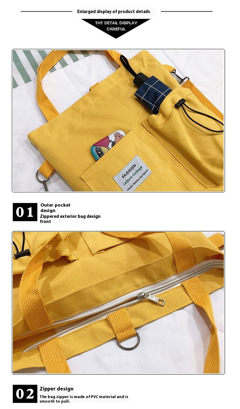 Canvas Backpack | Black, White, Yellow, Pink