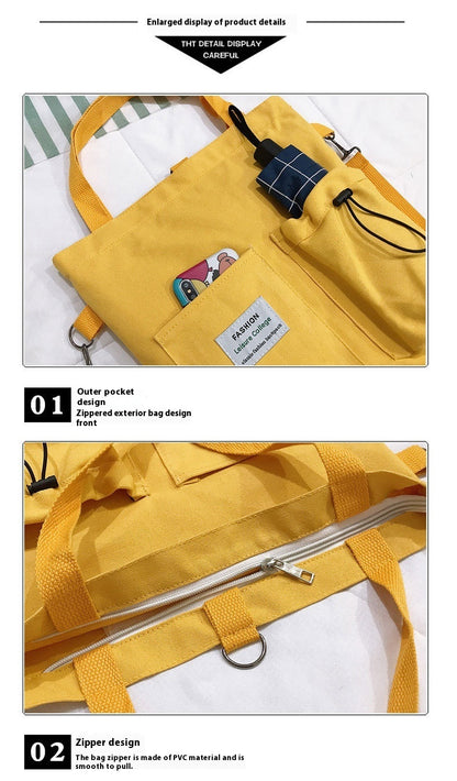 Canvas Backpack | Black, White, Yellow, Pink