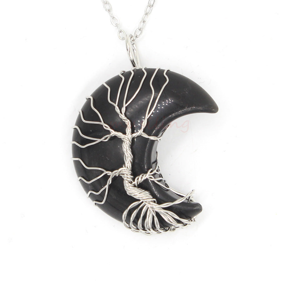 Natural Crystal Pendant | Crooked Moon, Fashion