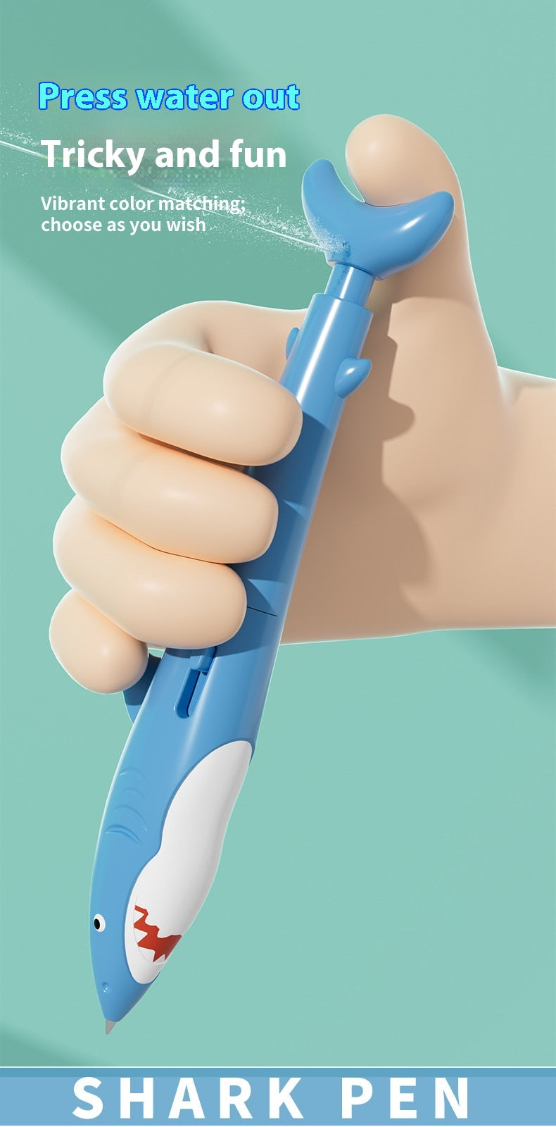 Shark Water Gun Pen Press Water Spray Ballpoint Pen