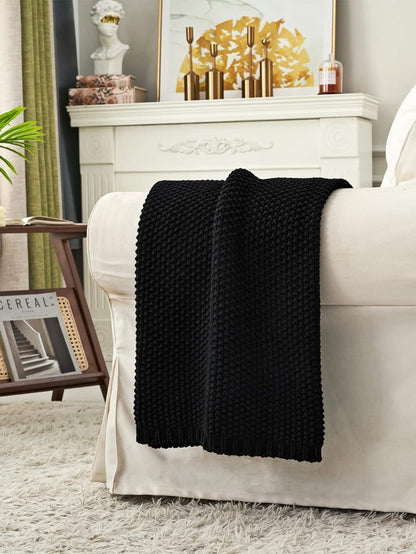 Acrylic Knitted Blanket | Geometric Pattern, 130X160CM