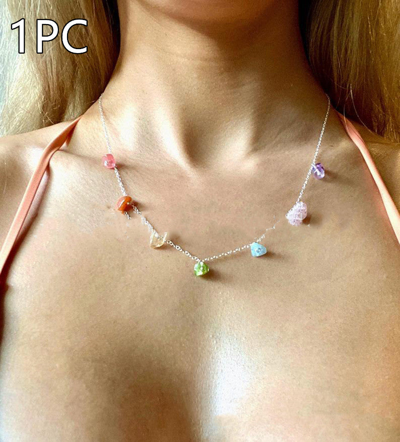 Amethyst Crystal Necklace | Seven Color Chakra, kc Gold