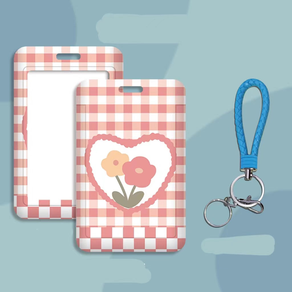 Kawaii ID Card Holder — Illustrated Badge Sleeve, Lanyard or Keychain
