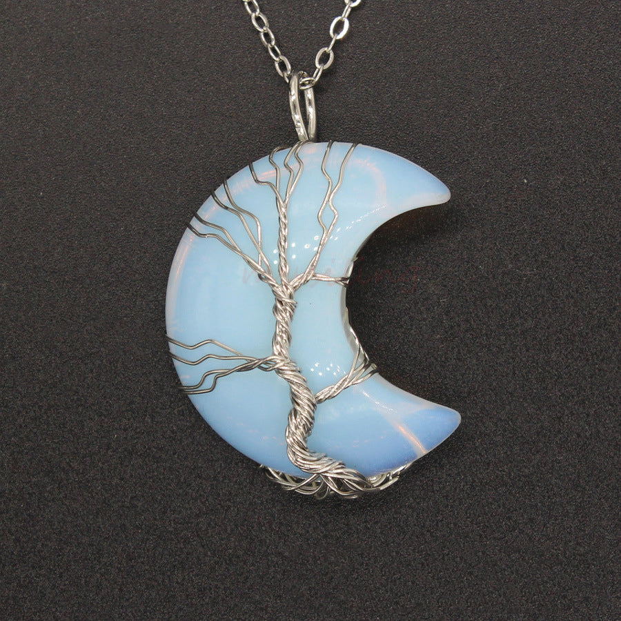 Natural Crystal Pendant | Crooked Moon, Fashion