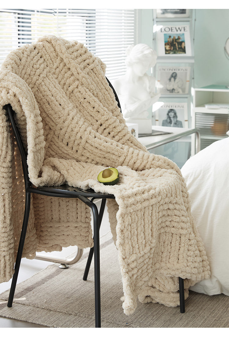 Cozy Knitted Blanket | Solid Color, Nordic Style