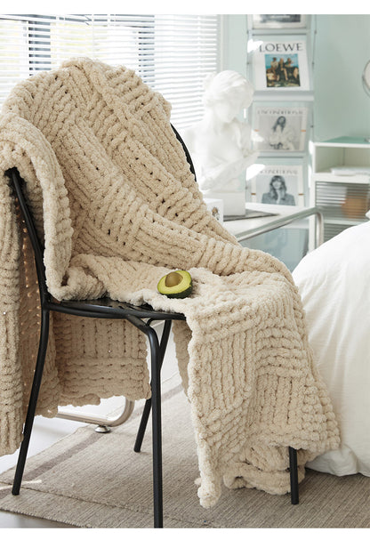 Cozy Knitted Blanket | Solid Color, Nordic Style