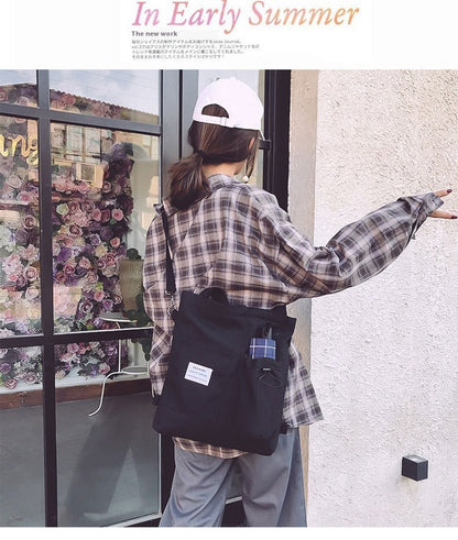 Canvas Backpack | Black, White, Yellow, Pink
