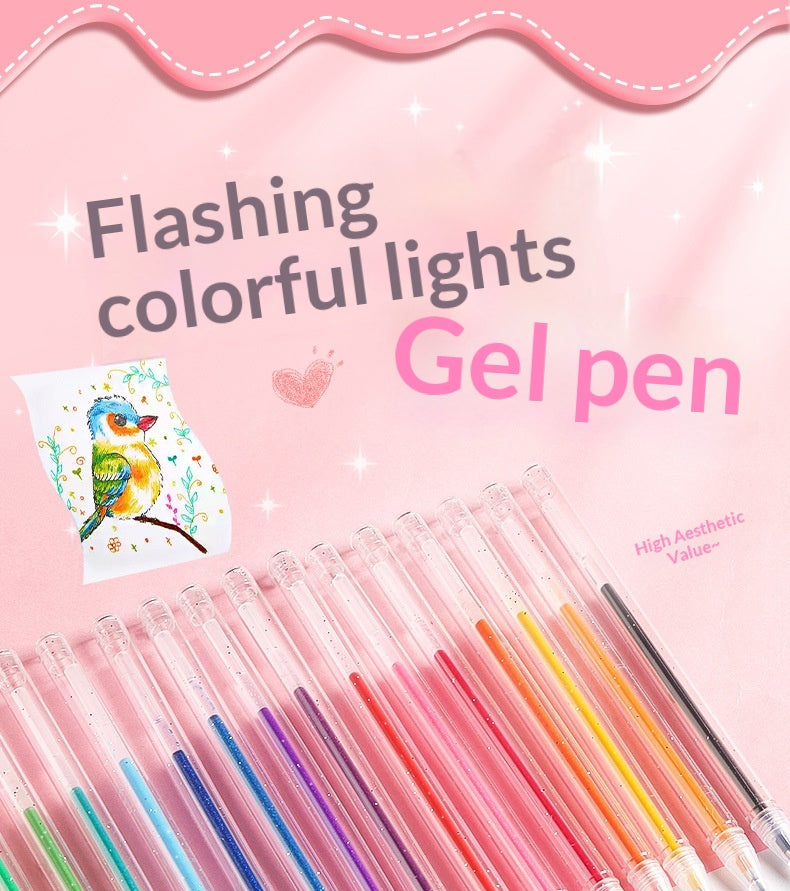 Colorful Glitter Pens Luminous Shimmering Curry Pens Sparkling Ballpoint Pens