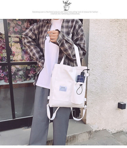 Canvas Backpack | Black, White, Yellow, Pink