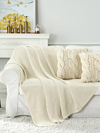 Acrylic Knitted Blanket | Geometric Pattern, 130X160CM