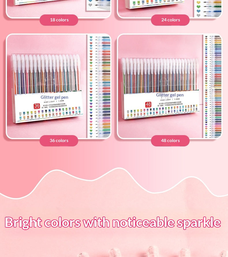 Colorful Glitter Pens Luminous Shimmering Curry Pens Sparkling Ballpoint Pens