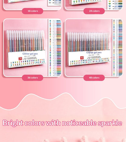 Colorful Glitter Pens Luminous Shimmering Curry Pens Sparkling Ballpoint Pens
