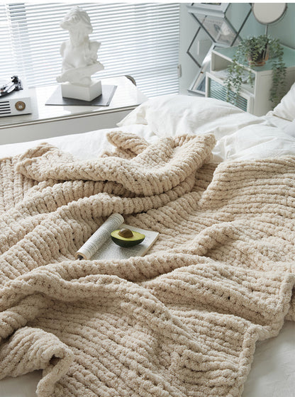 Cozy Knitted Blanket | Solid Color, Nordic Style