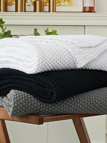Acrylic Knitted Blanket | Geometric Pattern, 130X160CM