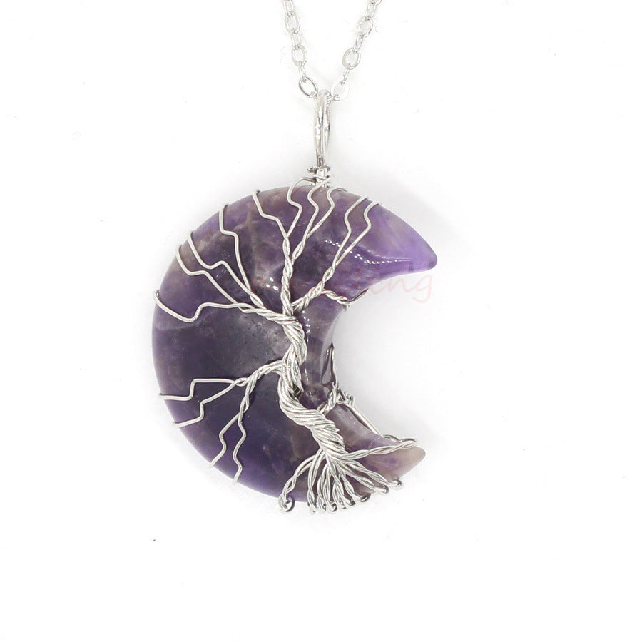 Natural Crystal Pendant | Crooked Moon, Fashion