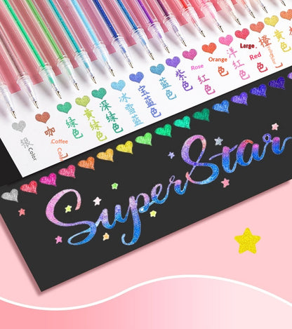 Colorful Glitter Pens Luminous Shimmering Curry Pens Sparkling Ballpoint Pens