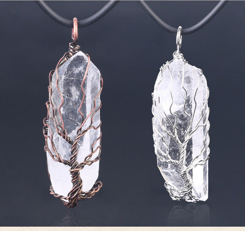 White Crystal Pendant Necklace | Irregular Size, 45cm Chain