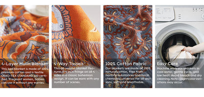 Cotton Blanket | Bohemian-style, Gauze, 150*200 cm